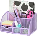 Skrivebordsorganisator/Skrivebordsoppbevaring i netting/Pennholder Multifunksjonell med 7 rom Purple