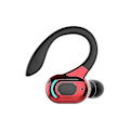 Pikkukuva 2 / 2: Upouusi yksipuolinen langaton nappikuuloke, Bluetooth 5.1 stereo -kuulokkeet korvakoukulla juoksuun black red