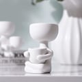 Miniatyrbillede 4 af 5: Jinyi Keramisk Plantepot Portræt Blomsterpot Bord Sukkulent Kaktus Vase Siddende Menneskeformet Blomsterholder Desktop Plantebeholder (1 stk, Sort)