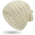 Miniatyrbillede 1 af 4: Vintervarm Strikket Hat med Satinforing Kabelstrikket Beanie Chunky Slouchy Skull Cap til Kvinder Beige