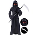 Miniatyrbild 1 av 4: Nya Halloween-cosplaykläder för barn, dödsdräkt, cosplay-glasögon med belysning XL 130-140CM