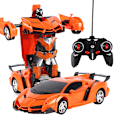 Miniatyrbild 1 av 4: Transformerande leksaker för pojkar och flickor i åldrarna 5-7, fjärrstyrd bil som förvandlas till en robot, radiostyrd racerbil, robotfordon Orange