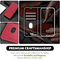 Miniatyrbilde 4 av 7: Samsung A15 Telefondeksel - Lær Folio Deksel med [RFID-blokkering] Støtsikker [Støtte] for Samsung Galaxy A15 5G Crimson Red