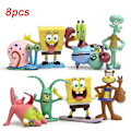 Miniatyrbillede 1 af 5: 8 stk. Dekoration Legetøj SvampeBob Firkant Bukser Figurer Sæt Squidward, Sandy Cheeks, Patrick Star, Mr. Krabs, Plankton - Perfekt til børns fødselsdagskage til