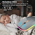 Miniatyrbillede 4 af 7: LED trådløs mus, slank genopladelig trådløs lydløs mus, 2.4G bærbar USB optisk trådløs computermus med USB-modtager til notesbog, pc, bærbar computer Dark Grey