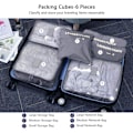 Miniatyrbilde 3 av 7: Reisearrangør Pakkeposer, 6 PCS Reisepakkekuber Sett for Klær Reisebagasje Organisasjonsposer Oppbevaringsposer Grey