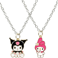 Miniatyrbillede 1 af 5: Sæt med 2 halskæder til børn, pigehalskæder, vedhængshalskæder, Kuromi-halskæder, My Melody-halskæder, kædevedhængshalskæder, fødselsdagsfest