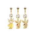 Miniatyrbillede 5 af 5: 1 stk. Bunny Dangle Navlepiercing med CZ-sten A5