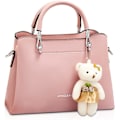 Miniatyrbillede 1 af 5: Kvinders Crossbody Mode Top Håndtaske Damer Skuldertasker PU Læder Satchel Taske Piger Messenger Tasker Punge Håndtaske med Bjørn Vedhæng Pink