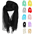 Miniatyrbilde 1 av 6: Chiffon Skjerf, Sjal og Wraps for Kvinner Myk og Lett Aftenkjole Elegant Bryllup Brud Brudepike Skjerf Black