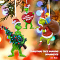 Miniatyrbilde 3 av 5: Hylle Grinch Hengepynt Julepynt Smykker, Morsom Harpiks Grønn Grinch Juldekorasjon For Hjem Feriefest (Grinch Med Tre)