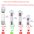 Miniatyrbillede 3 af 5: Nominel strøm 32mA-20A, nominel spænding AC/DC: 125V/250V，5x20mm TBC STC Slow Blow Sikringer (20 stk)