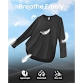 Miniatyrbillede 3 af 5: Kvinde Activewear Shirts UPF 50+ UV Solbeskyttelse T-shirts Langærmede Toppe Træning Solskjorte Udendørs Fitness Vandreture Skjorte Hurtigtørrende Letvægtsskjorter black S