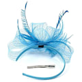 Miniatyrbillede 2 af 4: Kvinde Fascinator Hat Blomst Bryllup Fascinator Hovedbånd Fjer Flapper Brud Hovedbeklædning Hovedstykker Pillbox Hat Bowler Mini Top Hat Hårklemmer(blå)