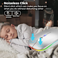 Miniatyrbillede 4 af 7: LED trådløs mus, slank genopladelig trådløs lydløs mus, 2.4G bærbar USB optisk trådløs computermus med USB-modtager til notesbog, pc, bærbar computer Silver