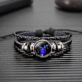 Miniatyrbillede 3 af 5: 12 Stjernetegns Constellation Charm Lysende Armbånd Mænd Kvinder Mode Multilayer Væv Læder Armbånd Bangle Fødselsdag Gave Cancer