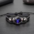 Miniatyrbillede 3 af 5: 12 Stjernetegns Constellation Charm Lysende Armbånd Mænd Kvinder Mode Multilayer Væv Læder Armbånd Bangle Fødselsdag Gave Leo