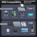 Miniatyrbilde 4 av 5: Link-kabel for Oculus Quest 2 - Rask lading og dataoverføring - USB C 3.2 Gen1 5 Gbps PD-overføringsladekabel - VR-headset Link-kabel Black 3M