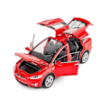 Pikkukuva 1 / 5: 1/32 Tesla Model X 90d SUV Leikkiautomalli Valettu Metalli Miniatyyri Ääni & Valo Vetotakaisin 1:32 Kokoelma Lahja Pojalle Lapselle TESLA MODEL X Red