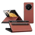 For Honor Magic V3 5G Deksel Display Vindu PU Lær Telefon Shell med Stylus Brun Brown