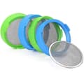 4-pack groddlock, plastgroddlock med rostfritt stålsil för breda masonburkar, S