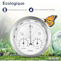 Miniatyrbilde 5 av 5: Analogt innendørs/utendørs værbarometerstasjon med ramme i rustfritt stål Inkluderer barometer, hygrometer og termometer Flere farger tilgjengelig White