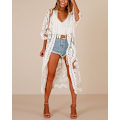 Miniatyrbilde 2 av 7: Kvinners badedrakt cover up badedrakt kimono lang strandkjole blonder bikini badetøy coverup solbeskyttelse klær White