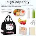 Miniatyrbillede 3 af 8: Cartoon Hello-Kitty Frokostboks Taske, Hello-Kitty Kawaii Frokostpose Sød Anime Isoleret Bærbar Frokostboks Frokostpose Mad Opbevaringspose til Skole