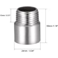Miniatyrbilde 2 av 4: Dusjhodeforlengelsesarms rustfritt stål 1/2pt hann til 1/2pt hunn gjenge 30mm lengde støpt rørkobling kobling 2stk