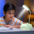 Pikkukuva 4 / 4: Lasten pöytälamppu, söpö kissa LED-pöytälamppu joustavalla varrella, USB-ladattava pöytälamppu, silmäsuoja, lukulamppu, sarjakuva Kawaii-yöpöytälamppu Green