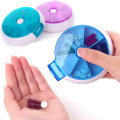 Miniatyrbild 5 av 6: 2-pack pillerburk, bärbar automatisk roterande rund 7-dagars pillerburk bricka medicinlåda hållare grön och blå