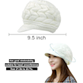 Miniatyrbillede 4 af 4: Dame Vinter Strikhue med Skygge Sort Hvid Grå, Elegant Hue med Varm Fleece Foret White One Size