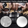 Miniatyrbillede 6 af 7: Rustfrit Stål Aluminium Legering Kaffefordeler, 51mm 2 i 1 Nivellering & Tamper, Kaffe Tamper, Espresso Fordeler, Justerbar Dybde Begge Sider (51mm)