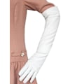 Miniatyrbilde 3 av 3: Et par lange skinnhansker, kvinnelige simuleringshansker, silkefôr, lange over albue, elegante votter, 50 cm Red L