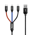 Miniatyrbild 1 av 11: Baseus 3-i-1 multiladdare, USB-C/Lightning/MicroUSB, 3,5A, 1,2m