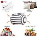 Miniatyrbilde 5 av 5: Oppbevaringssekk for utstoppede dyr i form av en sittepuff for barn 24 inches Grey lines