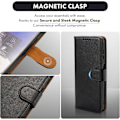 Miniatyrbild 5 av 7: Samsung A15 Mobilskal - Läderfodral med [RFID-blockering], Stöttåligt [Ställ] för Samsung Galaxy A15 5G Elegant Black
