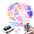 Miniatyrbillede 1 af 5: Led-strimmelbelysning 5m, 5050 Rgb-led-strimler med 24-tasters IR-fjernbetjening og strømforsyning, 1 rulle med farveskiftende led-båndlys til soveværelse, hjemmets loft