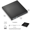 Miniatyrbillede 5 af 5: Eksternt Cd Dvd-drev, Usb 2.0 Slim Protable Eksternt Cd-rw-drev Dvd-rw-brænder Skriver Afspiller Til Bærbar Computer Notebook Pc Desktop Computer, Sort