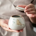 Miniatyrbillede 3 af 5: Urne til kæledyrsaske, katteformet minde kremeringsurner - håndlavet Ru ovn dekorativ til begravelse katteurne hundeurne kæledyrsaske opbevaring E E
