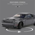 Miniatyrbild 4 av 4: 1:32 Dodge Challenger SRT Legering Sportbil Modell Diecast & Leksak Metall Muskelbil Modell Simulering Ljud Och Ljus Barnpresenter Black