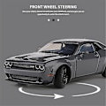Miniatyrbillede 4 af 4: 1:32 Dodge Challenger Srt Legering Sportsvogn Model Diecast & Legetøjs Metal Muskelbil Model Simulering Lyd Og Lys Børns Gaver Black