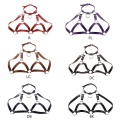 Miniatyrbillede 3 af 5: Punk Cupless BH Sele Harness BH Top Brystbeslag BH-kæde Læder BH Sele Dark brown