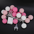 Miniatyrbillede 2 af 5: EU-stik 220v 3,7m 20 bomuldslyskæder LED-lyssnor Jul Indendørs Natlampe Strimmel Pink