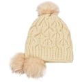 Pikkukuva 2 / 5: Naisten neulottu pipo, talvinen lämmin pipo pom pom -tupsulla, tuulenpitävällä korvaläpällä (beige)