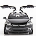 Miniatyrbild 5 av 5: 1/32 Tesla Model X 90d SUV Leksaksbilmodell Gjutna Metall Miniatyr Ljud & Ljus Drag tillbaka 1:32 Samlingspresent För Pojke Barn TESLA MODEL X Black