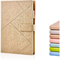 Miniatyrbild 1 av 5: A5 Notebook Minimalistisk Linjerad Anteckningsbok Journal Med Konstläder Hårdpärm, 3D Magnetiskt Spänne, Present till Kvinnor Män Lärare Kontor Skola (Ljusbrun)