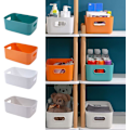 Miniatyrbillede 3 af 5: Plastik opbevaringskurve, 5 stk. Rektangulære kurve opbevaringskasser med håndtag til køkken, skab, 6,5 x 9,8 x 3,9 tommer (grå)