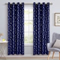 Miniatyrbillede 2 af 5: Navyblå Blackout Gardiner 84\" Lange 2 Panel Grommet Isolerede Rum Blackout Gardiner med Bølget Linje og Print Soveværelse, 52 x 84\"