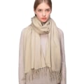 Miniatyrbilde 1 av 5: Pashminasjal og -innpakninger for kvinner, skjerf til bryllup, skjerf for kvinner, vinter (beige)